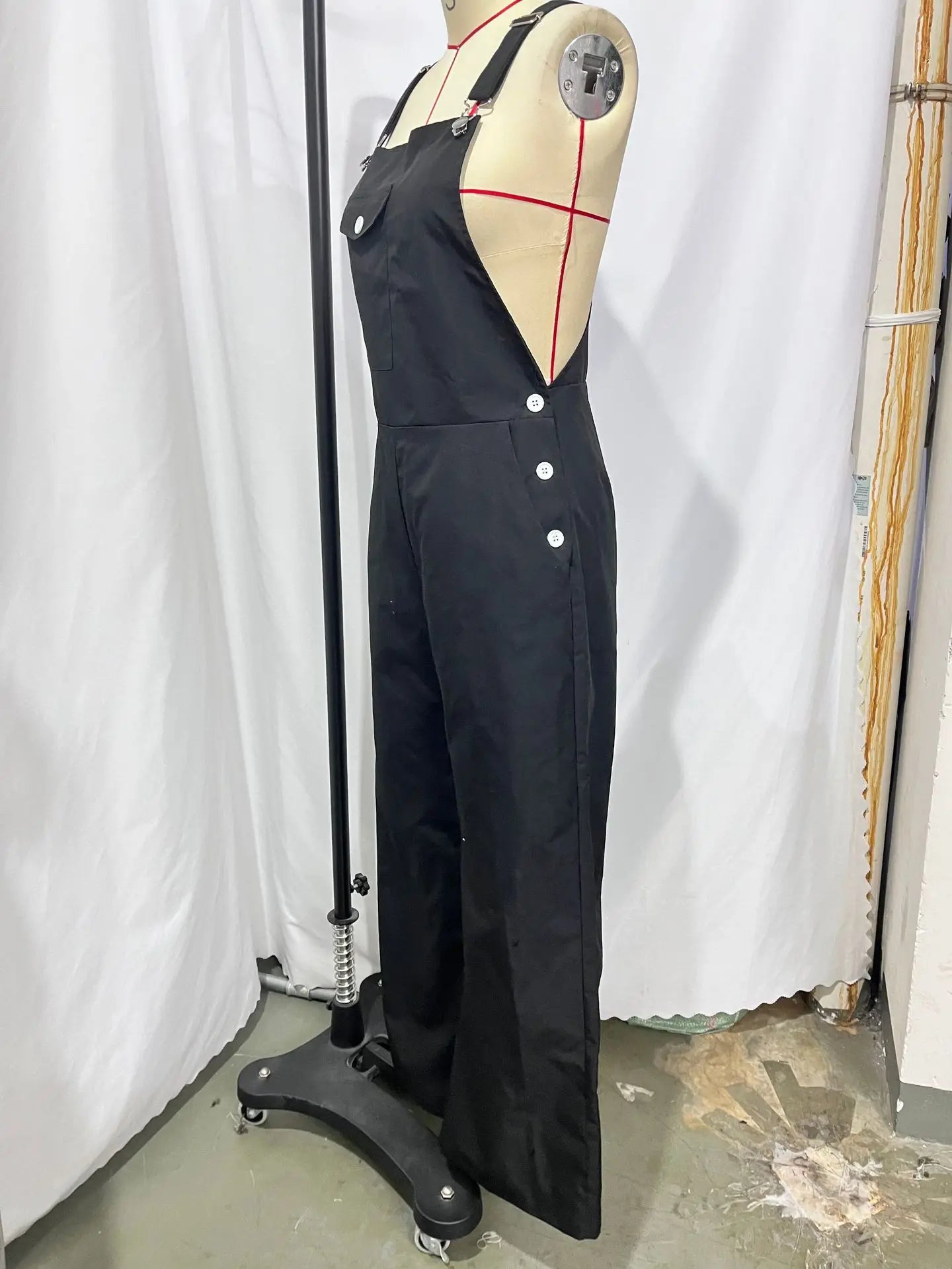 Women's Casual Bib Overalls Adjustable Shoulder Strap Pocket Wide Leg Jumpsuit Loose Straight Women Streetwear Suspender Pants