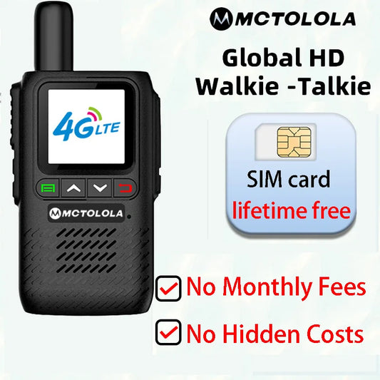 MOTOLOLA 4G PoC Radio Global Walkie Talkie with Lifetime Free SIM Card for 5000 Kilometers Long Distance Hiking and Camping