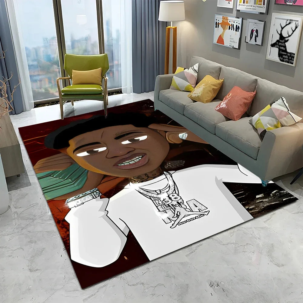 Legend Star Hip Hop Rapper Art Carpet Rug for Home Living Room Bedroom Sofa Doormat Decor,kids play Area Rug Non-slip Floor Mat