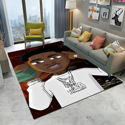Legend Star Hip Hop Rapper Art Carpet Rug for Home Living Room Bedroom Sofa Doormat Decor,kids play Area Rug Non-slip Floor Mat