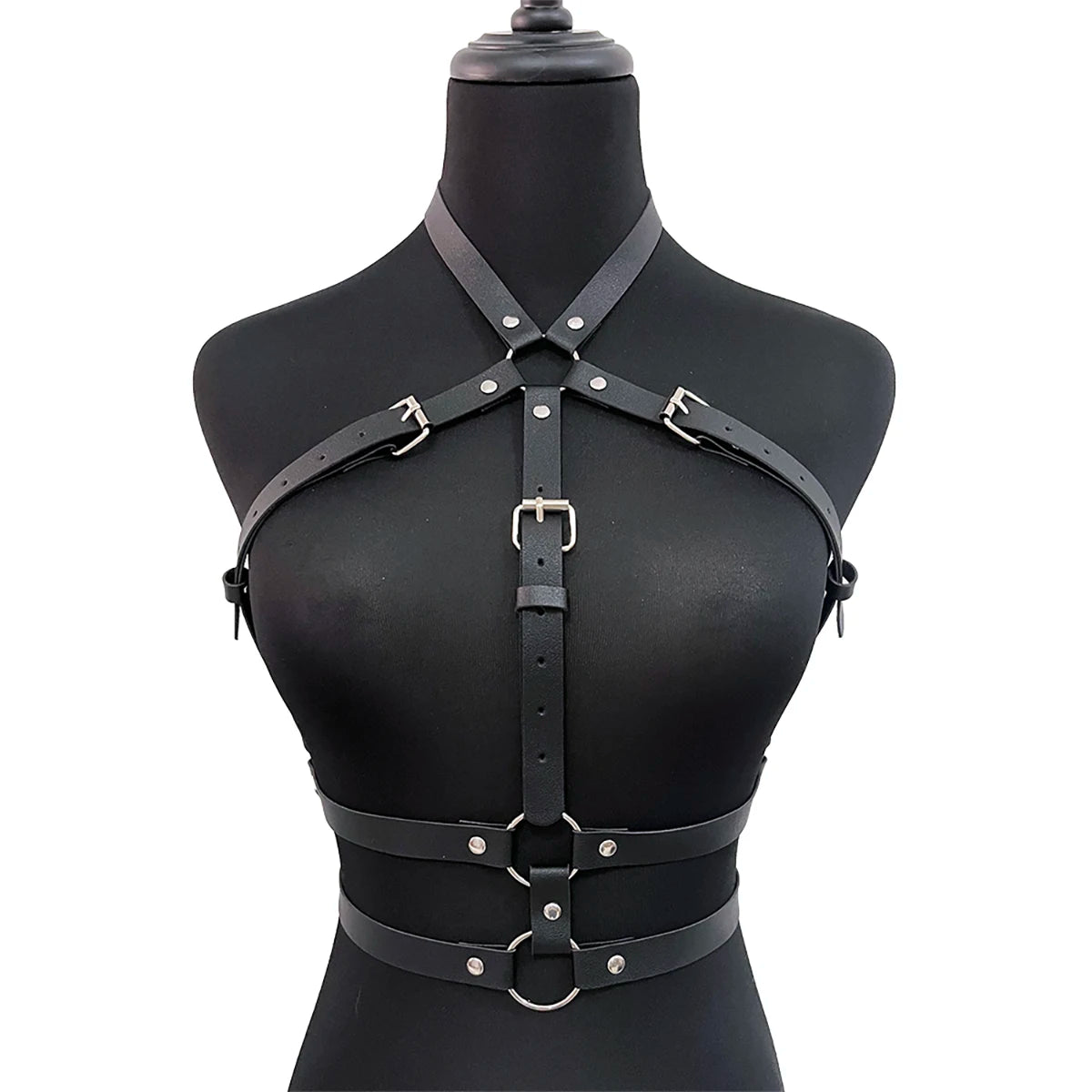 Women Fashion Belt PU Leather Body Shoulder Armor Chest Harness Sword Belt Shoulder Strap Harness Women Clothing Open Cage Bra