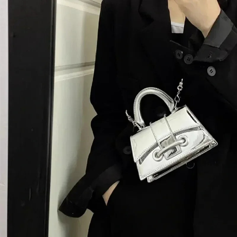Pu Leather Vintage Women Silver Chic Crossbody Bag Luxury Designer Small Shoulder Bags Fashion Gold Mini Coin Purse Cute Handbag