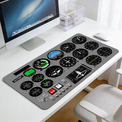 Aviation Flight Simulator Cabin Instruments Mouse Pad with Edge Locking Process, 1000×500, Washable Anti-Slip XXL Mouse Pad