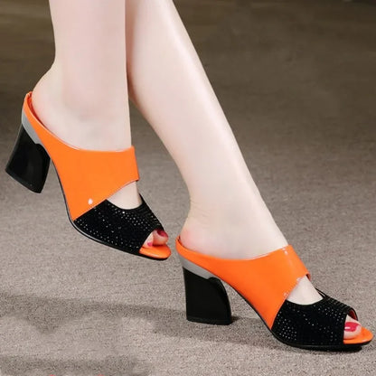Women's Slippers And Ladies Sandals High Up To 5cm Heel Slides Rubber On Sale Wholesale Natural Skin Luxury New Fashion Shoes 39