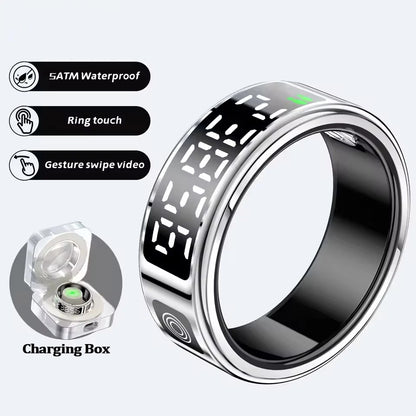 2026 Smart Ring with Display Screen and Touch, Wireless Charging, Health Manager, 5 ATM Waterproof For Men Women Rings R12 R11