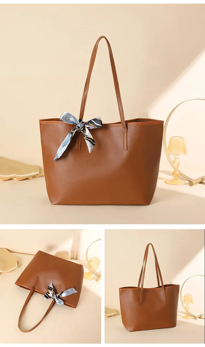 Luxury Handbag Women Bags Designer High Quality Pu Leather Solid Color Shoulder Bags for Women Large Capacity Shopping Tote Bag