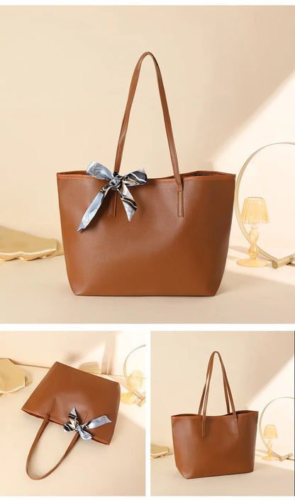 Luxury Handbag Women Bags Designer High Quality Pu Leather Solid Color Shoulder Bags for Women Large Capacity Shopping Tote Bag