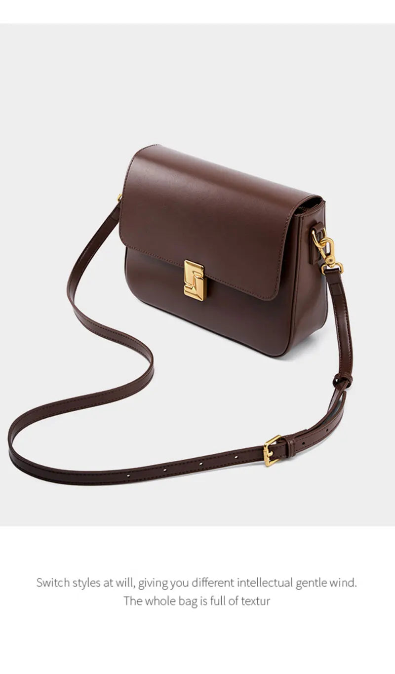 Luxury Genuine Leather Women Bag 2025 New Women's Shoulder Bag High Quality Cowhide Square Crossbody Bags Designer Handbags