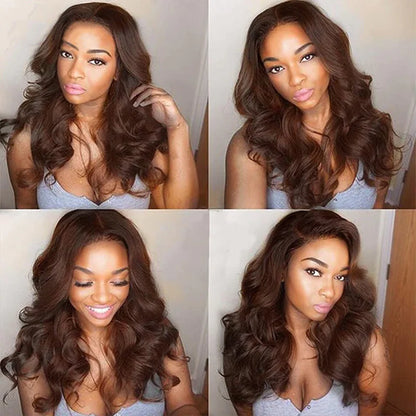 Wear And Go Glueless Human Hair Wig ISEE Hair Body Wave Lace Front Wig #4 Chocolate Brown Colored Wigs Lace Closure Wigs