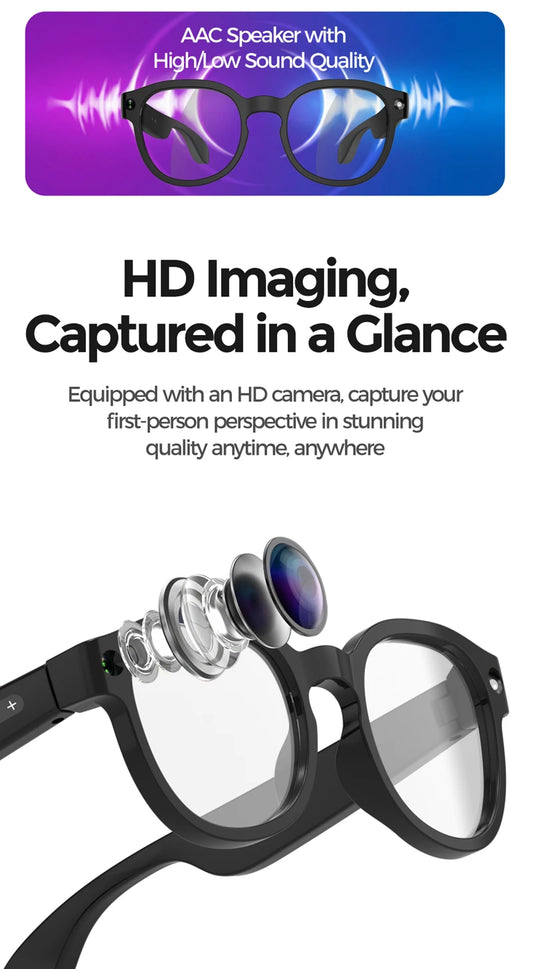Smart AI Glasses 8MP HD 4K Shooting Camera Photo Video Voice Call Translation Waterproof Bluetooth AI Motorcycle Glasses