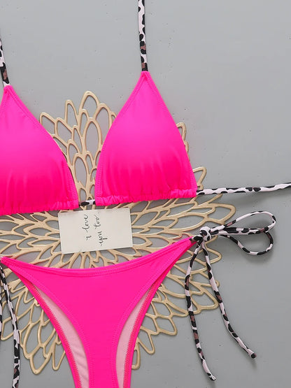 Sexy Leopard Women's Beach Bikini 2026 Swimsuit Halter Tie Micro Thong Bikinis Sets Female Swimwear for Woman Wear Bathing Suit