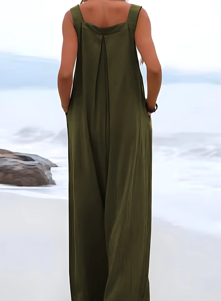 2026 Summer New Loose Wide-Leg Women's Overalls Suspender Casual Simple Jumpsuit