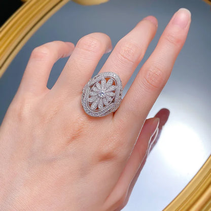 Luxury 18K white Solid Platinum PT950 certifid Full-cut moissanite ring handmade women's ring sets for womendesig
