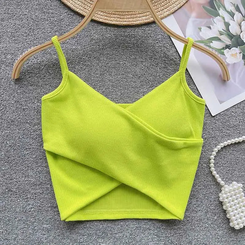  Irregular Casual Sport Camisole Women Strap Design Solid Fashion 2025 Y2K Elegant Ladies Chic Slim Tank Tops