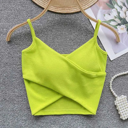  Irregular Casual Sport Camisole Women Strap Design Solid Fashion 2025 Y2K Elegant Ladies Chic Slim Tank Tops