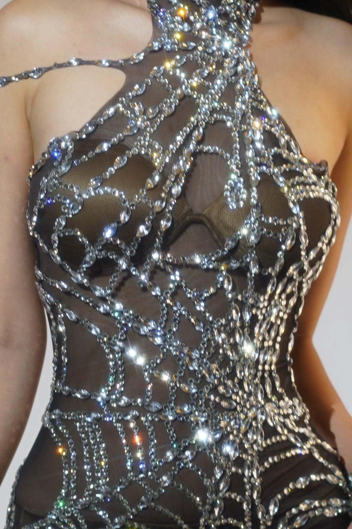 Sexy Full Diamond Long Sleeved Jumpsuit Ballroom Pole Dancer Performance Outfit Fashionable Club Suit Women's Photography