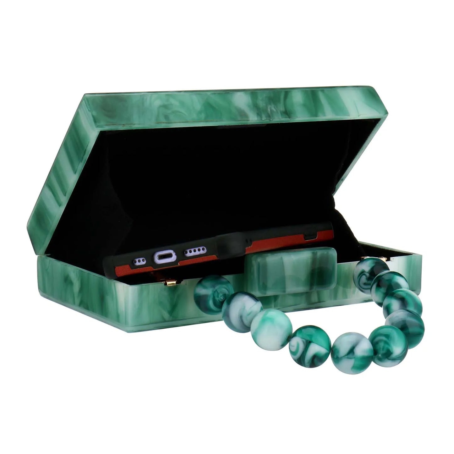 Beading Handbag Marble Acrylic Luxury Box Clutch Evening Bags Wedding Party Chain Shoulder Bag Dinner Dress Purse Festival Gift