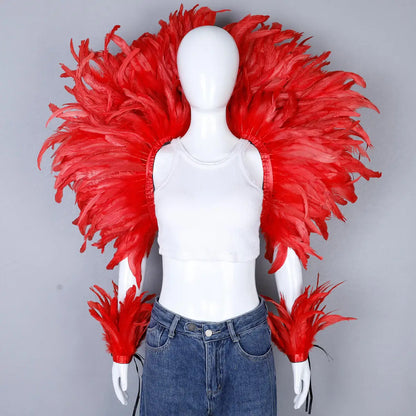 Elegant Women's 2-Piece Shawl Set Cosplay Feather Punk Style for Halloween Masquerade Ball Party Carnival New