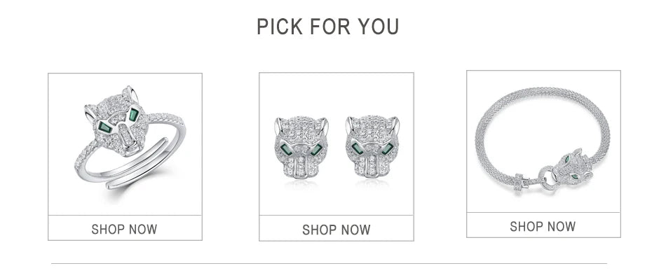 ALLNOEL 100% 925 Silver Stud Earrings For Women Leopard Head Green CZ Eye Panther Animal Jewelry Hip Hop Punk Gift Wholesale