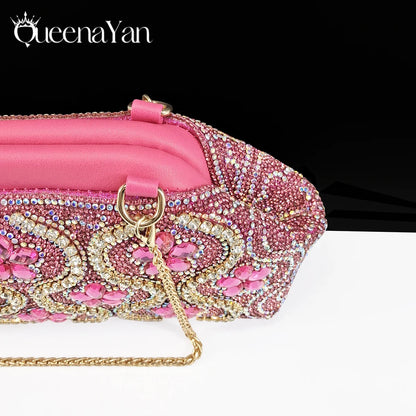 Queena Yan Popularity Open Toe Luxury Fashion Women High Heels Shoes and Bags Set With Rhinestone for Wedding Party Elegant