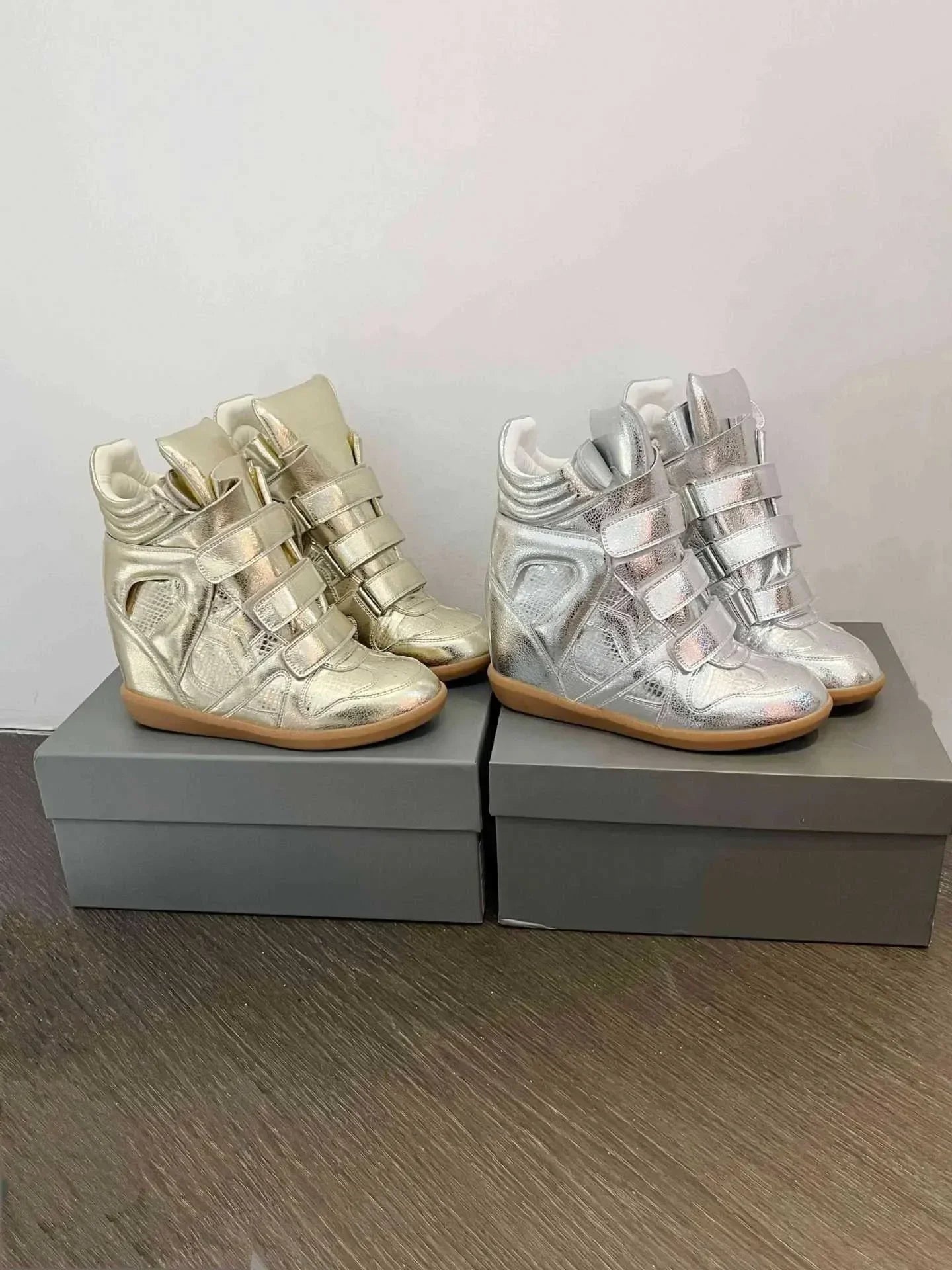 Women's Ankle Boots 2026 New Genuine Leather 8CM Hidden Heel Women Platform Sneakers Fashionable Splice Color Design Women Shoes