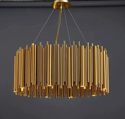 Living room chandelier Villa duplex modern simple stainless steel creative chandelier interior lighting LED lights gold
