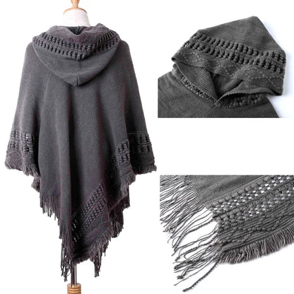1 Piece of Women's Tassel Cape Tassel Cape Diagonal Striped Coat Bohemian Shawl Scarf