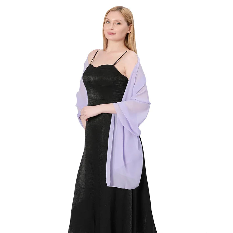 Pure Color Chiffon Shawls for Evening Dresses Women Wedding Evening Party Capes Scarves Summer Beach Towel Sunscreen Shawl