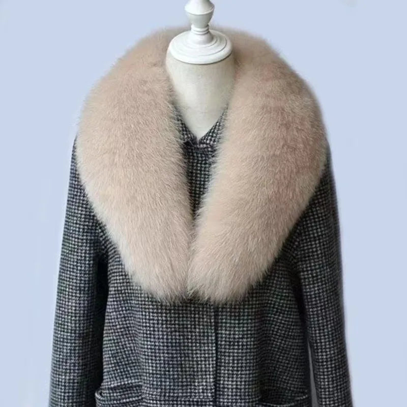 Winter Real Fox Fur Collar Woman Furry Natural Raccoon Fur Scarf Shawls Luxury Neck Warmer Wraps For Coat Fur Scarves Large Size
