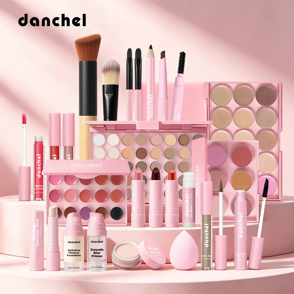 All In One Makeup Set Gathering All Cosmetic Including Base Makeup, Concealer, Contour ,Powder Blusher, Eyebrow Eye, Lip Makeup