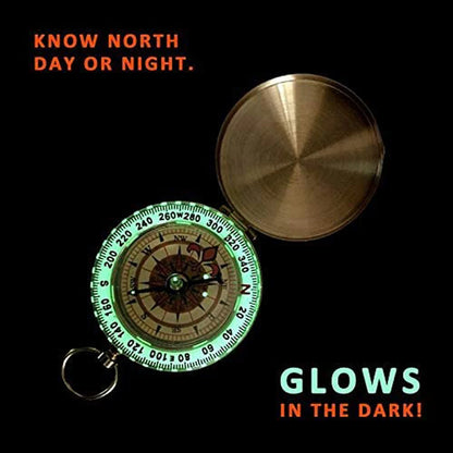 Glow-in-the-Dark Metal Pocket Compass | Camping Survival & Hiking Navigation |  Hiking Compass
