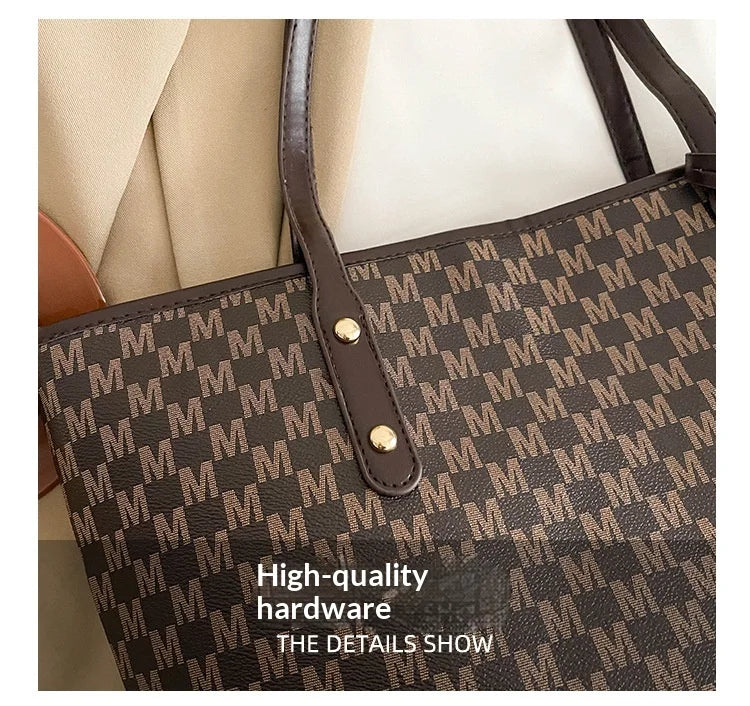 Large Capacity Commuting Tote Bags Fashionable Printed Pu Leather Handbag for Women College Students Class Handbags Shoulder Bag
