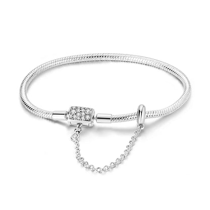 925 Sterling Silver Heart Love Snake Chain Bracelet Infinite Knot Butterfly For Women Fit Original Charms Beads Jewelry Gift