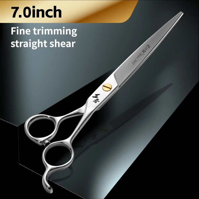 Fenice King Series VG10 Steel 7/7.5/8 Inch Professional Pet Dogs Grooming Scissors Straight Curved Thinnier Chunker Shears Tools