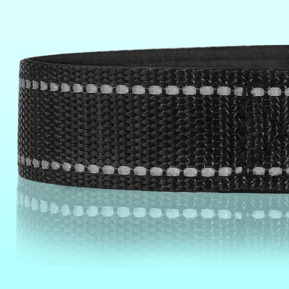 Reflective Adjustable Padded Dog Collar Soft Breathable Pet Neck Strap for Medium Large Dogs Durable Safety Collar for Night