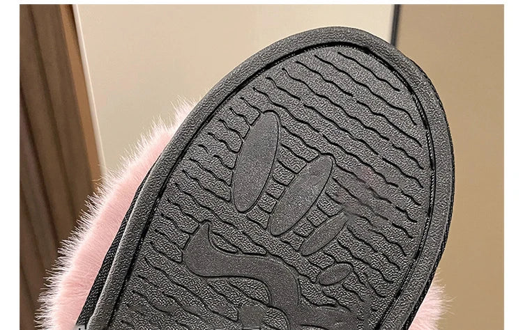 Perle Fluffy Slippers Home Winter Casual Designer Shoes Women 2025 New Luxury Indoor Plush Slides Girls Fashion Elegant Footwear