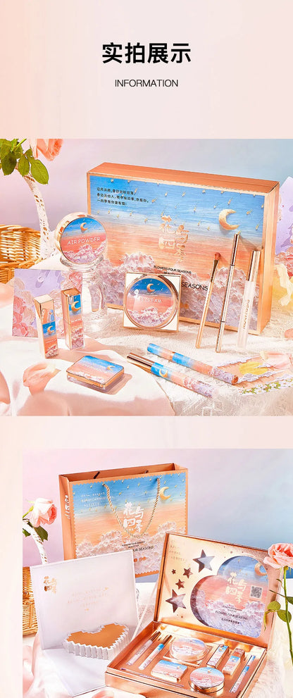 Flower and Four Seasons Makeup 10 PCs Set Box Cosmetics Full Set Beauty Gift Box Christmas Valentine's Day Gift Lipstick Kit