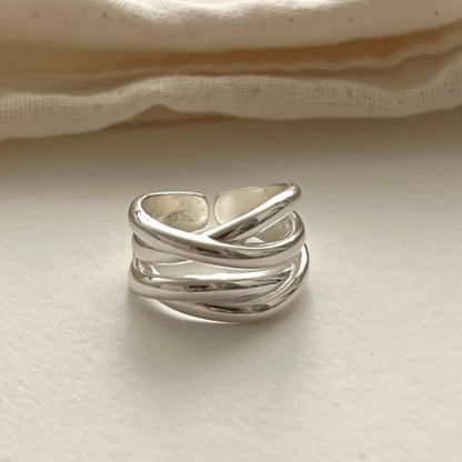 925 Sterling Silver Rings for Women Couple Minimalist Handmade Simple Wide Open Ring Prevent Allergy Jewelry Party Wedding Gift