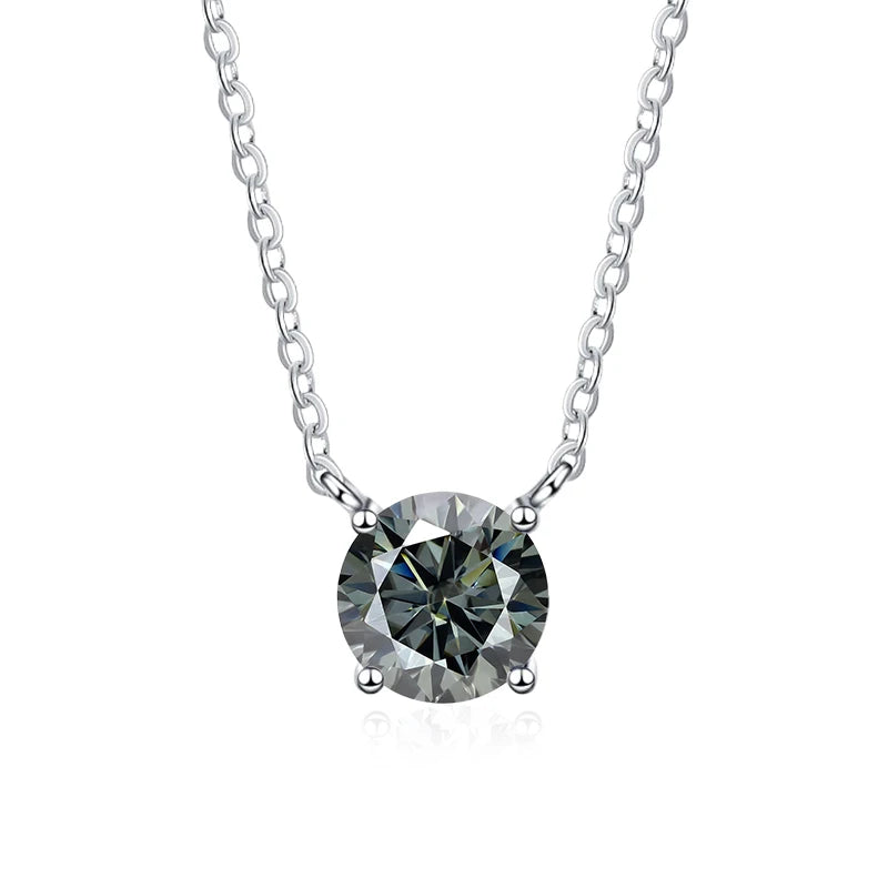 NeeTim 1ct 2ct 3ct Colored Moissanite Necklace for Women 925 Sterling Silver with White Gold Plated Woman's Necklaces Chain