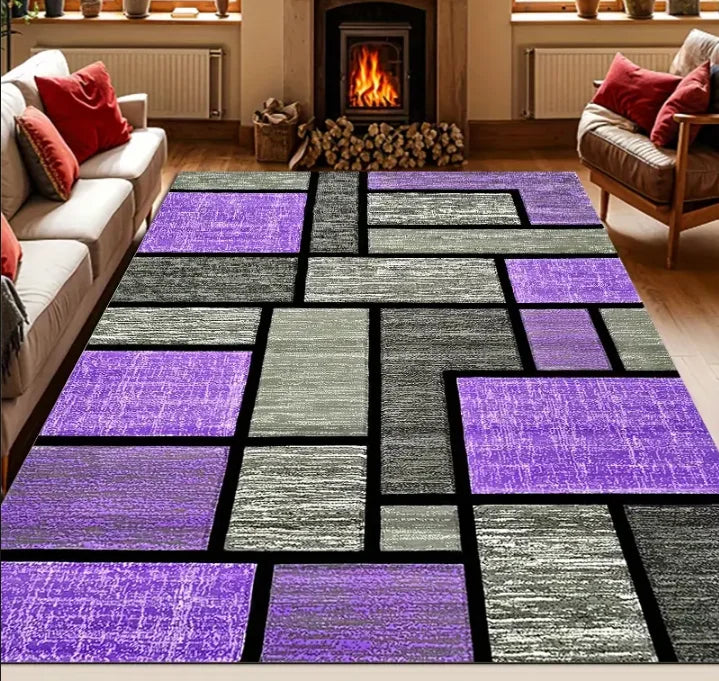 Black Geometric Large Carpet Light Luxury European and Carpet Home Sofa Tea Table Mat Indoor Outdoor Carpet Floor Mat Decoration