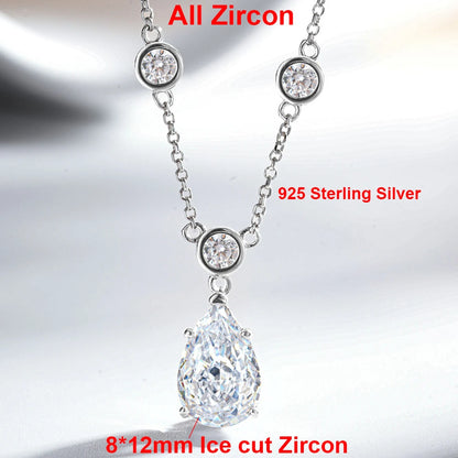 BXINY 4CT Pear Cut Moissanite Necklace Pure S925 Silver Waterdrop Diamond Pendant Bubble Chain For Women Engagement Fine Jewelry