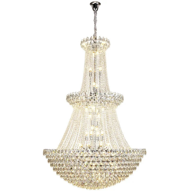 New Ceiling Lamp Villa Living Room Lamp - Multi-Story Void Floor-To-Ceiling French Light Luxury Minimalist Crystal Pendant Lamp