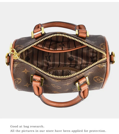 Luxury OULAIMEIZI 2026 New Fashion Retro Classic Letter Printed Designer Boston Bag Temperament Trendy Shoulder Bags for Women