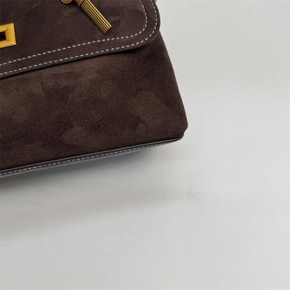 High Quality Retro Top-handle Bags For Women 2025 Winter New Designer Handbags Luxury Flap Shape PU Suede Shoulder Crossbody Bag