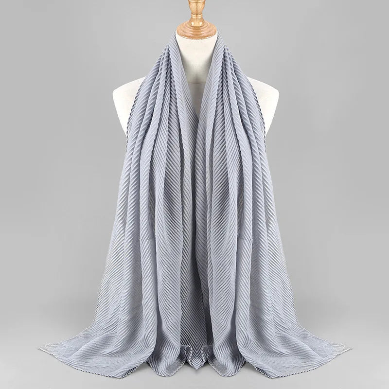 Women Plain Cotton Scarf Head Hijab Wrap Solid Full Cover-up Shawls Foulard Femme Headband Crinkle Muslim Hijabs Store 2024 NEW