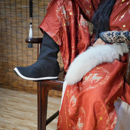 Fulujiacos Hanfu boots men's and women's boots Song Dynasty upturned mid top boots