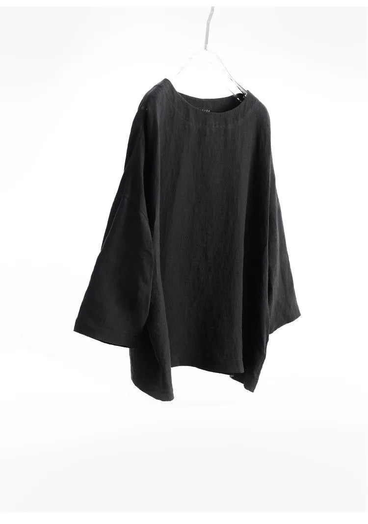 Plus-Size Women's Clothing~Hemp Long-Sleeved Shirt, Casual Sun-Protective Top, New Spring/Summer 2026 Style