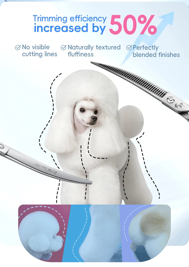 Fenice Master Series 7.25 Inch Multi-Functional Pet Dog Grooming Magic Scissors Curved Chunker Shears Tools JP440C 75%-80% Trim