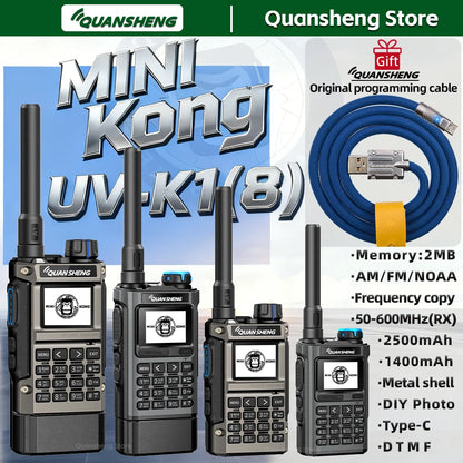Quansheng UV K1 8 MINI Walkie Talkie Long Range Camping Emergency FM AM Ham Communication Radio Transceiver Wireless Set Walkier