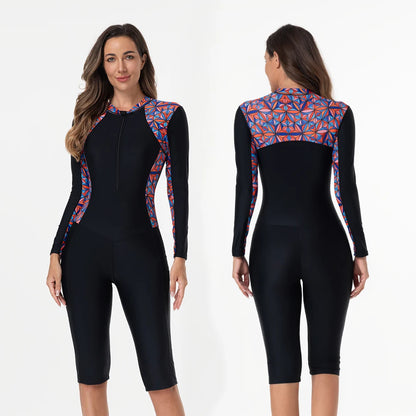 New Women Swimsuit With Sleeve One-Piece Bathing Suits Female Beachwear Sport Style Girls Swimwear Woman Surfing Suit Diving